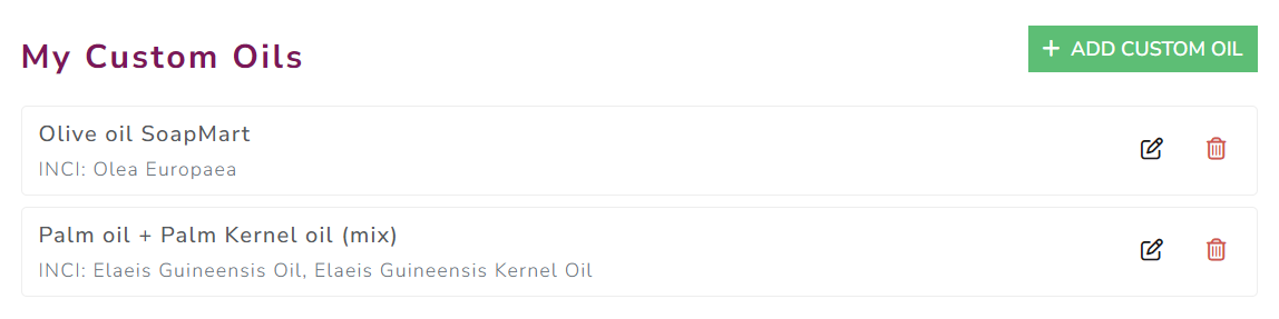 The Cosmetics Lab Soap Calculator - My custom oils page